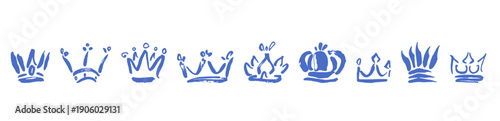 Minimalist sketchy crown icons for premium quality branding