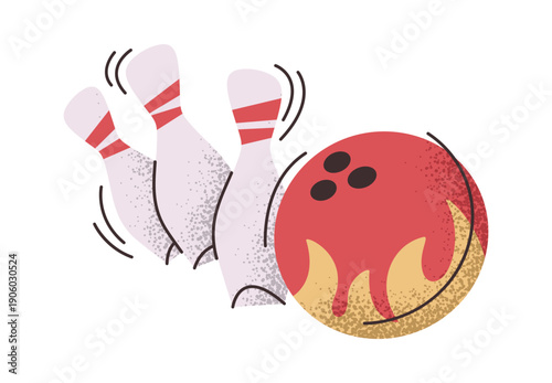 Bowling ball knocks down pins