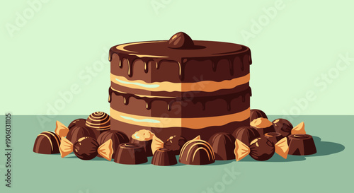 Rich Chocolate Layer Cake with Dripping Ganache and Assorted Truffles