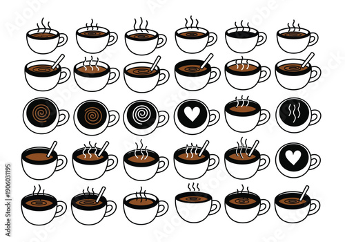 Collection of Coffee Cups with Various Designs.