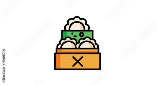 Steamed dumplings icon on white background