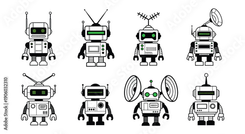 Collection of Various Robot Designs and Accessories.