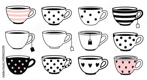 Collection of Various Tea Cups Designs.