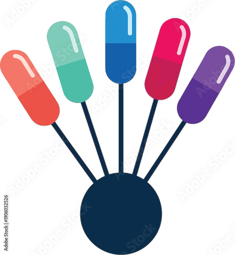 Colorful Capsules Arranged on a Stand.