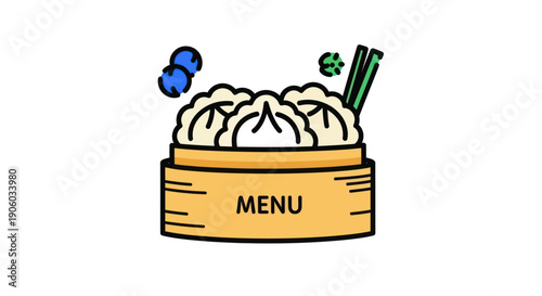 Steamed dumplings in bamboo steamer