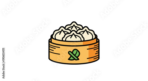 Steamed dumplings in bamboo steamer