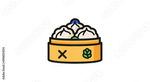 Steamed dumplings in bamboo steamer