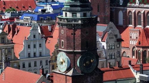 Detailed Close-up of Historic Clock Towers and City Spires