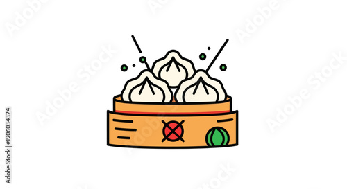 Steamed dumplings in bamboo steamer
