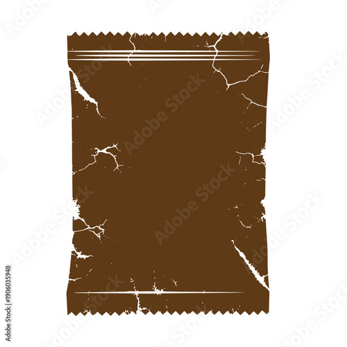 Grunge cracked and worn plastic bag packaging with jagged edges and seal  product packaging mockup Vintage Style
