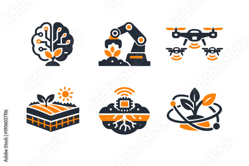 Generation drone farm letters no planting twin digital labels vector simple image