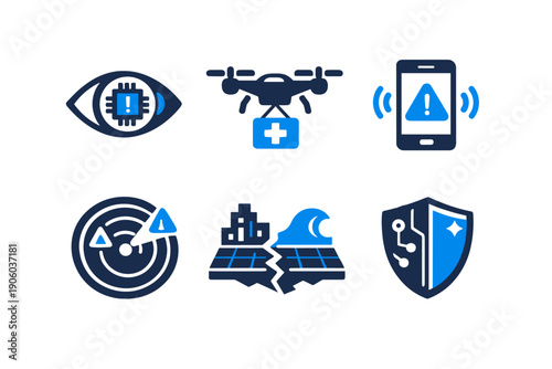 Smart simple twin no generation image icon letters drone radar monitoring vector