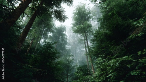 Forest with trees and a cloudy sky