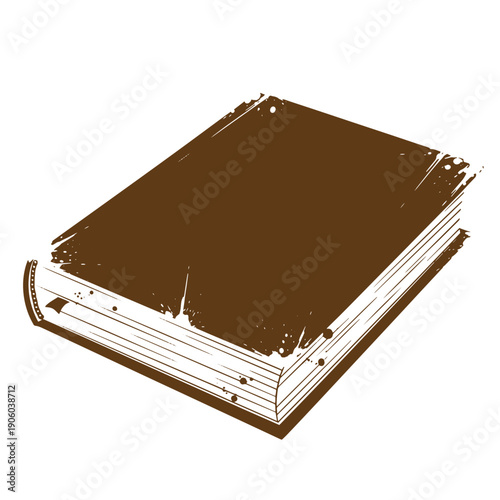 Grunge texture Brown closed book with white pages and grunge effect on white background  educational and literary symbol Vintage Style