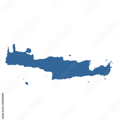 Crete Island Outline Map Vector, Greece Mediterranean Island Silhouette