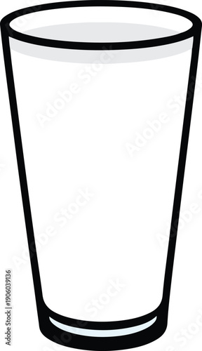 Tall glass of fresh milk, minimalist flat design vector illustration