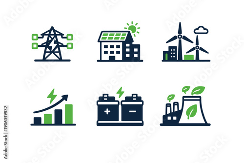 Building image text background simple vector icon solar scalable smart grid generation