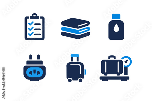 Vector labels icons letters text essentials toiletry scale packing numbers icon no