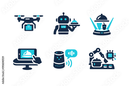 White generation vector simple drone text image smart robot ai scalable icon