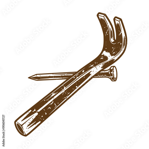 Vintage Grunge wrench and nail crossed tools for fixing and building  hand tools for construction and repair