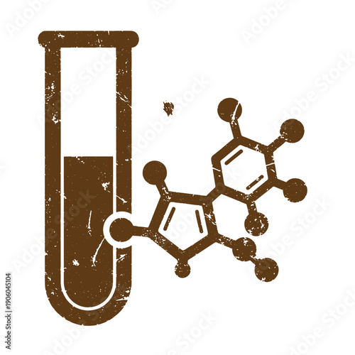 Grunge texture grungy test tube with molecular structure symbol  science and chemistry concept Vintage Style