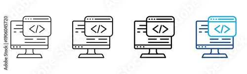Progamming Icon Different Style Outline Collection Set Vector Illustration