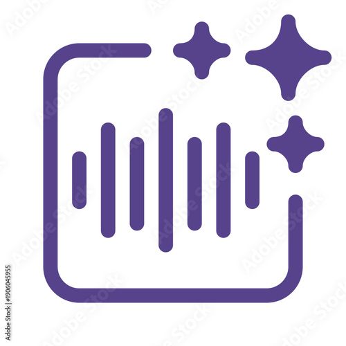 Speech and voice recognition generative AI icon representing artificial intelligence for voice input, speech processing, and smart audio generation. Modern symbol for AI-powered communication