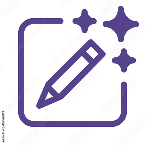 Text and document generative AI tool icon representing artificial intelligence for writing, content creation, and document automation. Modern outline symbol for smart text generation and productivity