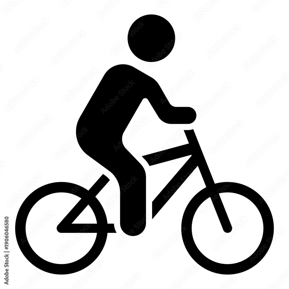 Obraz premium Man riding a bike, person cycling glyph solid icon