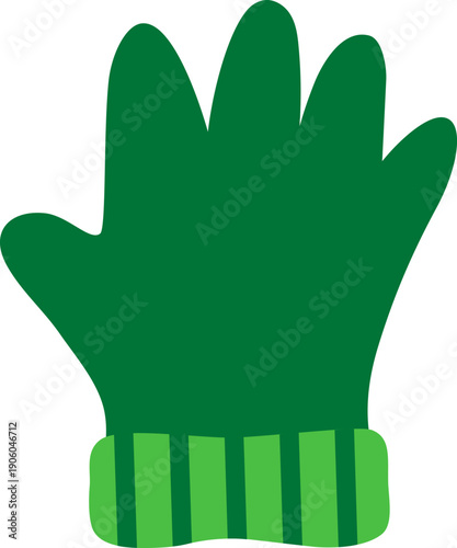 Vector gardening green glove isolated on white background. Flat spring garden protecting clothes illustration. Farm equipment icon