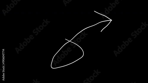 Arrow hand drawn sketch pointer. Doodle arrow indicator with alpha channel. White colored arrow