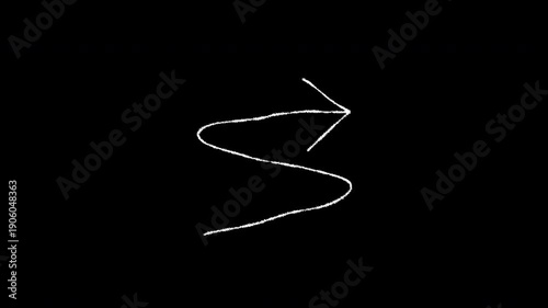 Arrow hand drawn sketch pointer. Doodle arrow indicator with alpha channel. White colored arrow