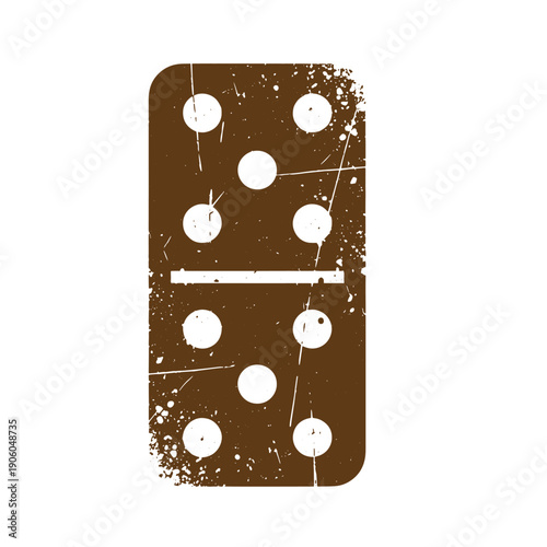 Grunge texture grungy domino with white spots on brown background with scratches and splatters Vintage Style