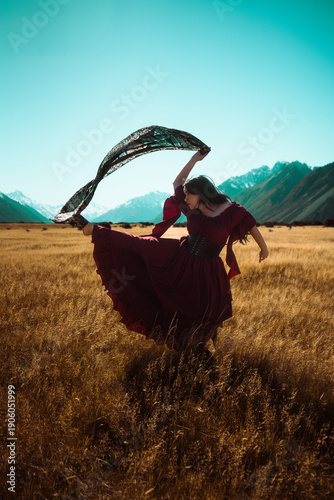 Mt Cook New Zealand freedom dance dancer happiness beautiful landscape nz