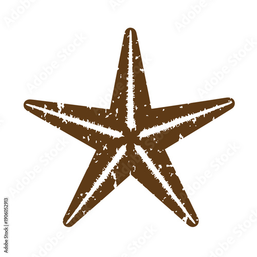 Grunge texture starfish illustration with a distressed texture on a white background Vintage Style