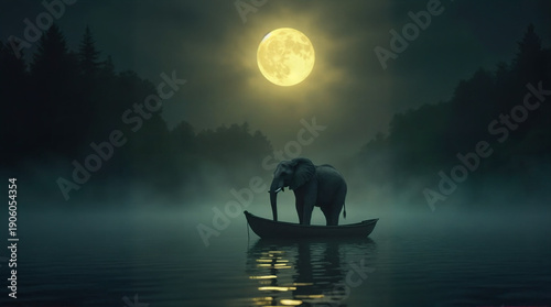 misty night in the forest