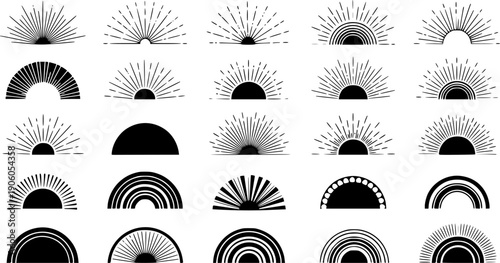 Sunburst set. Sunburst icon collection vector.Retro sunburst design.Big collection sunburst best quality. Burs.Sunrise rays light burst line shine sunshine sunbeam vintage border symbol.