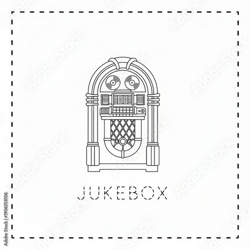 Jukebox Icon: A clean and modern illustration captures a vintage jukebox.