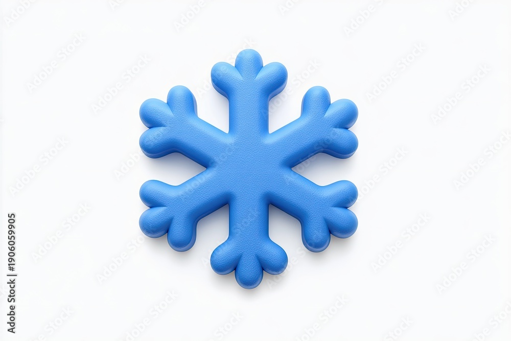 Obraz premium A bright blue, three-dimensional snowflake rests isolated against a stark white background