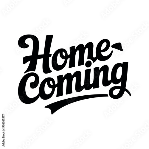 A black Homecoming logo on a white background