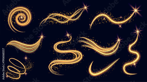 Εκτύπωση καμβά Glitter golden dust elements set design