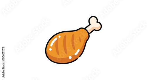 A vibrant cartoon depiction of a golden brown chicken leg complete with detailed shading and a distinct silhouette high quality professional modern elegant