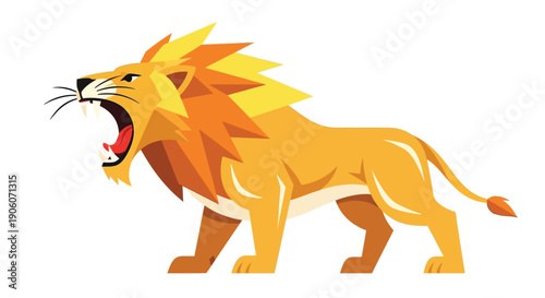 A vibrant stylized illustration of a roaring lion captured in a bold graphic silhouette high quality professional detailed modern elegant stylish clean