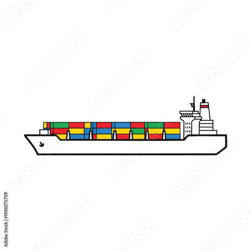 Modern Cargo Ship with Shipping Containers at Sea for Maritime Transportation and Logistics