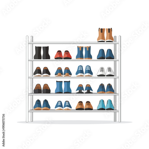Stylish Shoe Rack with a Collection of Modern Footwear for Home or Retail Display