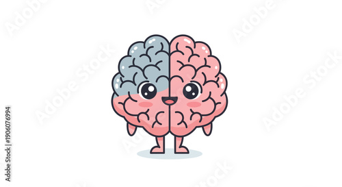 A charming cartoon brain character with cute features and a playful design a delightful silhouette high quality professional detailed modern elegant stylish