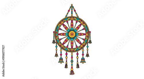 A vibrant colorful dreamcatcher design with intricate patterns and dangling accents presented as a silhouette high quality professional detailed modern elegant stylish