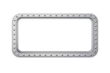 Metal porthole frame with rivets, a steampunk design element or industrial border, transparent background