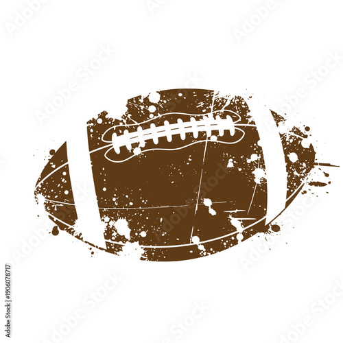 Grunge texture American football ball with grunge effect on white background  sports equipment Vintage Style