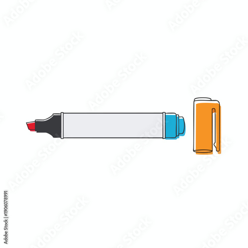 Close up of a marker pen with clip on white background for creative and educational projects